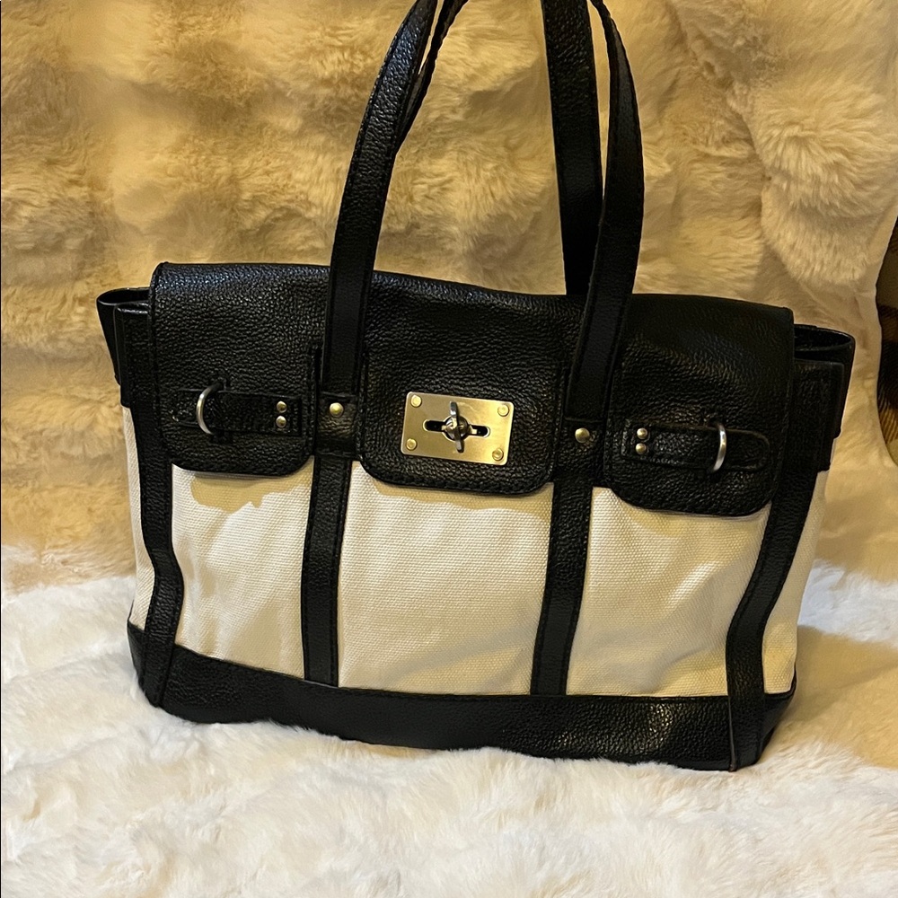 CLUB MÓNACO Elegant Black and White Women's Tote Bag